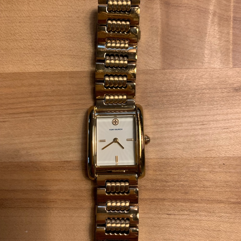 Tory Burch Gold and White Watch